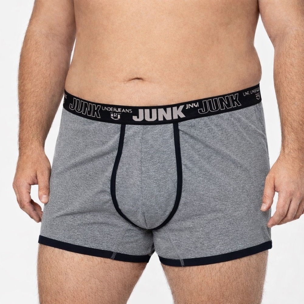 JUNK UNDERJEANS Shadow Trunk‎ Silver Heather Boxer Briefs Size 4XL (40-42) NWT
